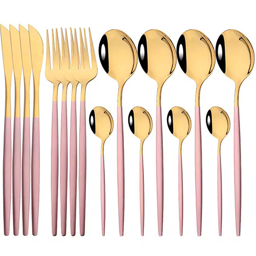 Pink and Gold Cutlery Set