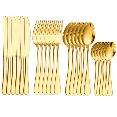 4 Piece Gold Cutlery / Flatware (Set of 6)